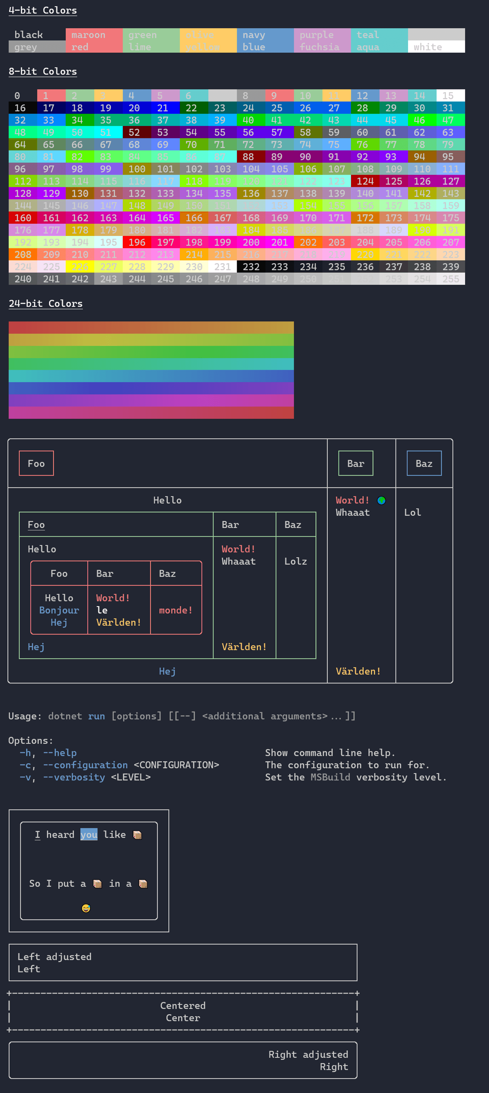 A picture showing the main feautres of Spectre.Console